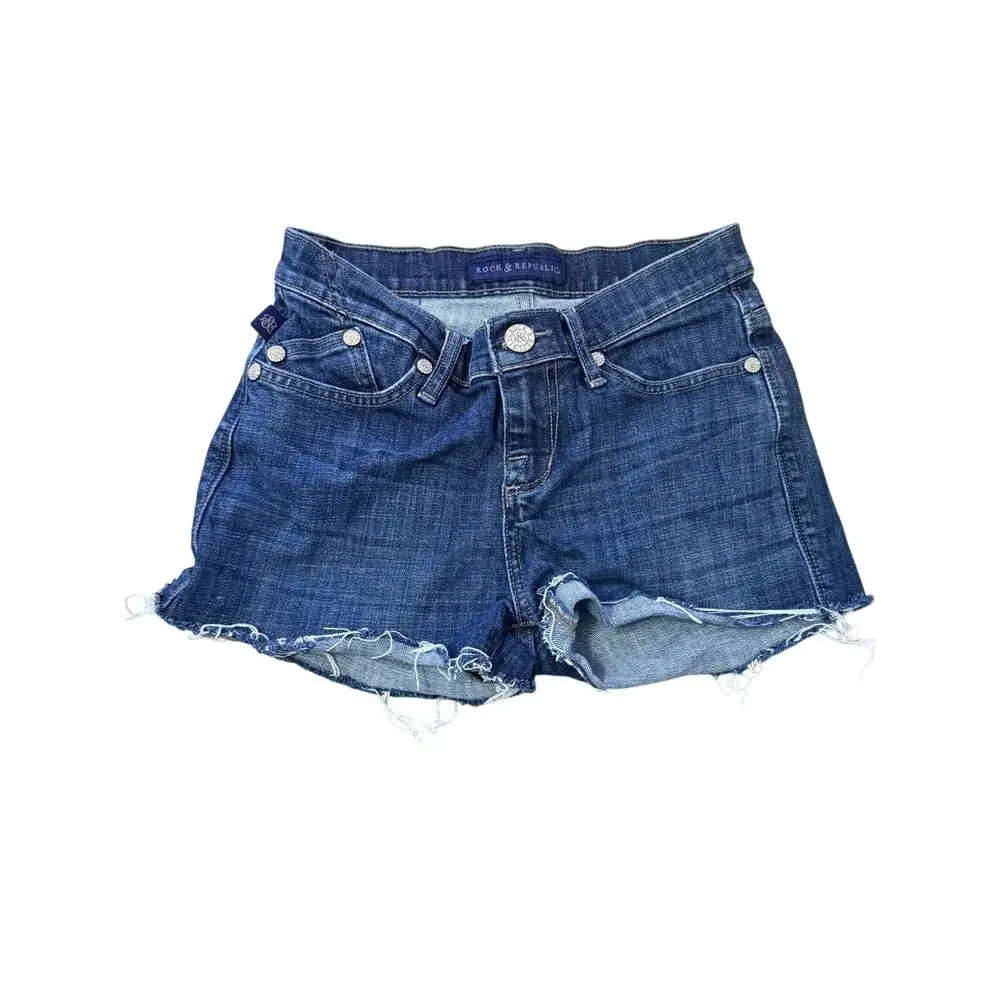 Rock & Republic Women’s Dark Wash Denim Shorts Sz W27